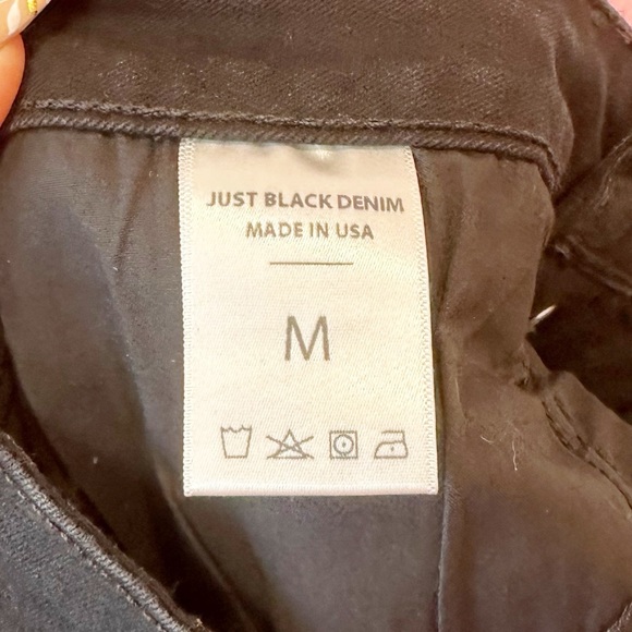 Just Black Denim Black Button Fly Mini Skirt Raw Hem Medium - Picture 5 of 6